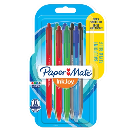 [1422369] Balpen Paper Mate Inkjoy 100RT medium assorti blister à 8 stuks