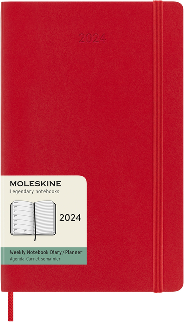 Agenda 2024 Moleskine Planner Weekly Large 130x210mm 7 jours/1 page Soft cover scarlet red