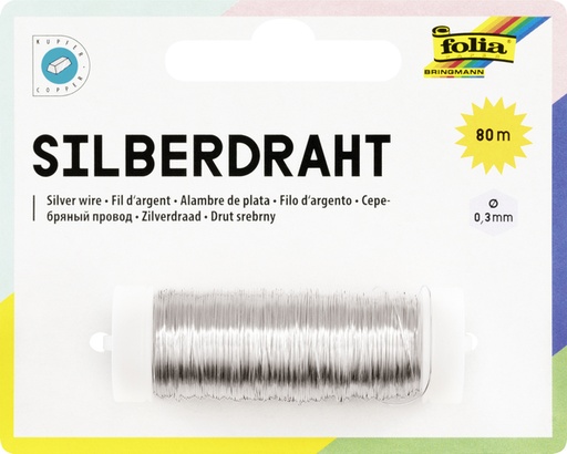 [1407611] Fil d'argent Folia 0,3mmx80m argenté