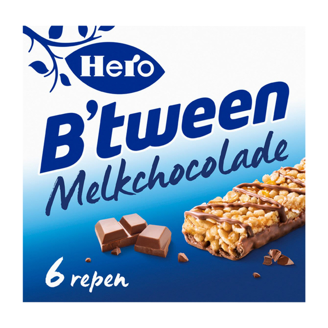 Barre de céréales Hero B''tween chocolat au lait 6 paks barre 25g