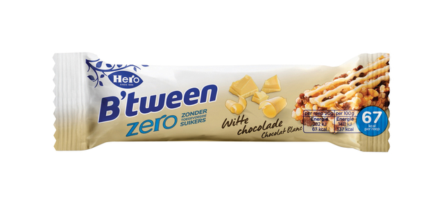 Barre de céréales Hero B''tween chocolat blanc Zero 6 paks barre 25g