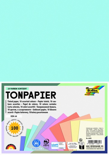 [1407610] Papier teinté Folia A4 100 feuilles couleurs pastel