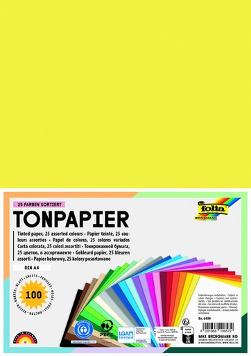 [1407618] Papier teinté Folia A4 100 feuilles couleurs basiques