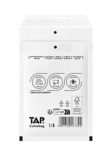 [1421555] Enveloppe à bulles TAP Comebag n°11 120x175mm blanc 200 pièces