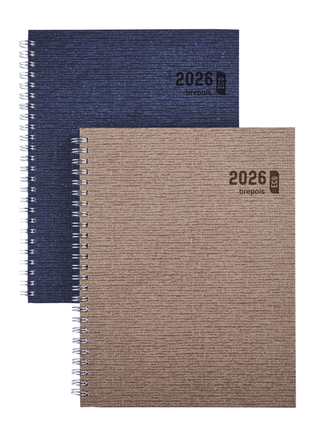 Agenda 2026 Brepols Ecotiming Kazar 7jours/2 pages spirale bleu