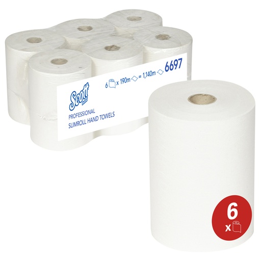 [1422831] Essuie-mains Scott 6697 Slimroll 1 épaisseur 190m blanc