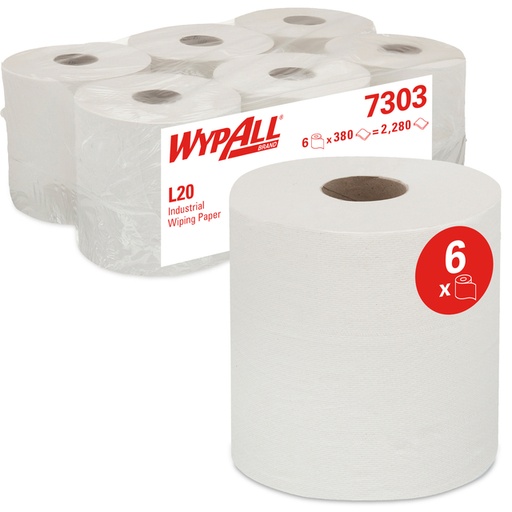 [1422842] Papier d'essuyage WypAll L20 GeneralClean 7303 2 épaisseurs 380 feuilles blanc