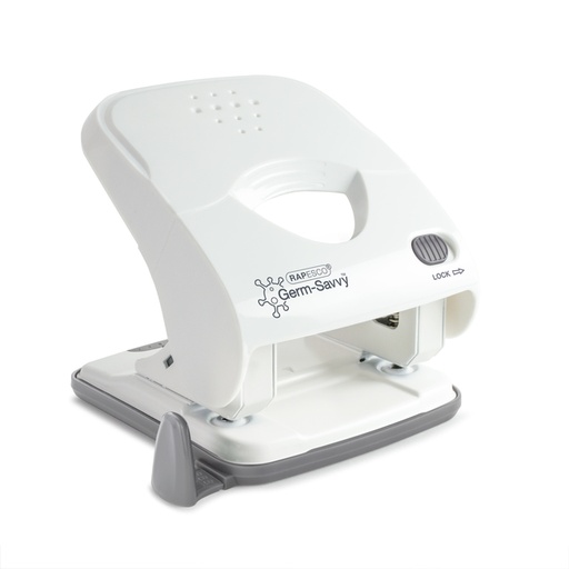 [1423068] Perforateur Rapesco Germ-Savvy Less Effort Eco X5-40ps Antibactérien 2 trous blanc