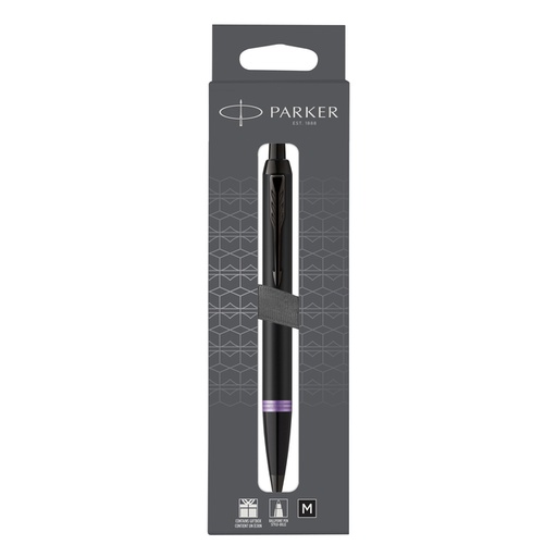 [1423088] Stylo bille Parker IM Black Purple Vibrant Ring Medium blister