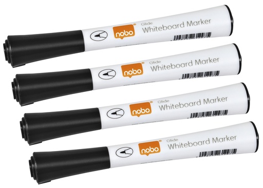 [1422795] Marqueur tableau blanc Nobo Glide Fin 1mm noir 4 pièces