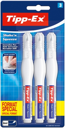 [1422613] Correctiepen Tipp-ex Shake 'n Squeeze 8ml blister à 3 stuks