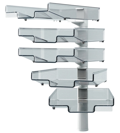 [1423145] Corbeilles à courrier Hanza 5 corbeilles colonne pivotante 360 degrés gris