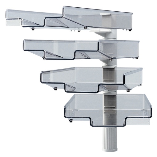 [1423149] Corbeilles à courrier Hanza 4 corbeilles colonne pivotante 360 degrés gris