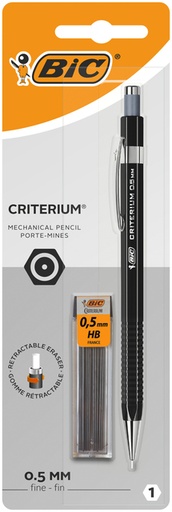 [1423271] Portemine BIC Criterium HB 0,5mm inclus 12 mines noir blister