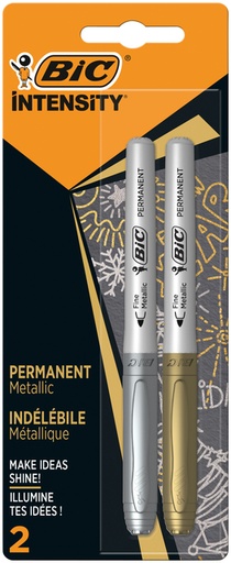 [1423161] Feutre BIC Intensity ogive permanent Fin argent et or métallisé blister 2 pièces
