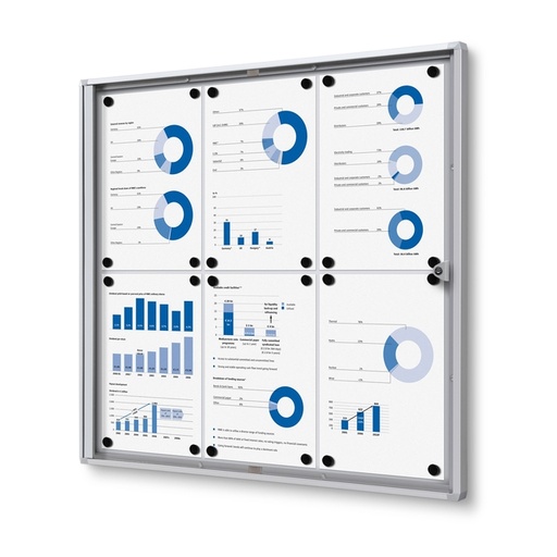[1423247] Vitrinebord Quantore voor binnen 6x A4 zilver