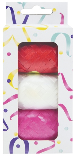 [1400874] Ruban paquet rouge/blanc/rose.