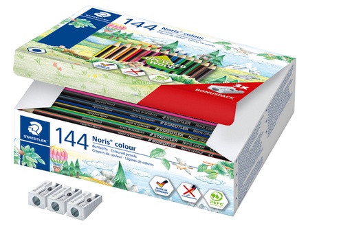 [1422586] Crayon de couleur Staedtler Noris Classpack 144 pièces 12 couleurs + 3 taille-crayons gratuits