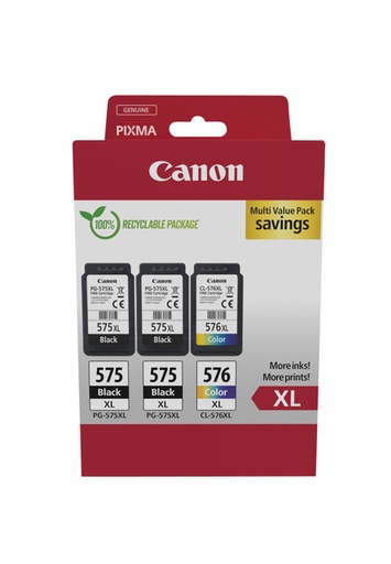 [1429864] Cartouche d'encre Canon PG-575XL + CL576XL 2x noir + couleur