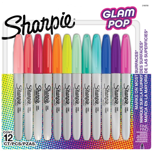 [1429813] Feutre Sharpie Glam Pop Fin assorti blister 12 pièces