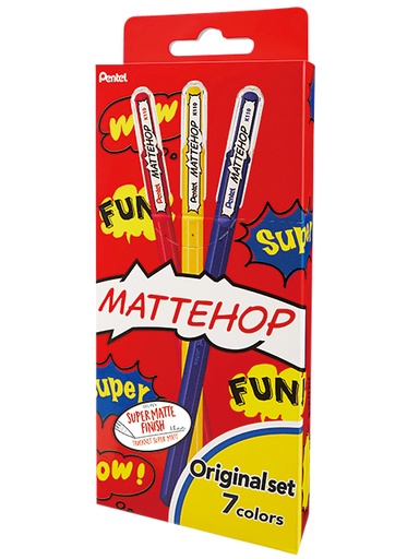 [1429674] Roller gel Pentel Mattehop K110 Fun Original Medium assorti blister 7 pièces