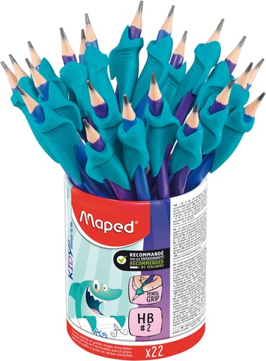 [1430639] Potlood Maped Kidy Learn met gum en vingerhulp blauw