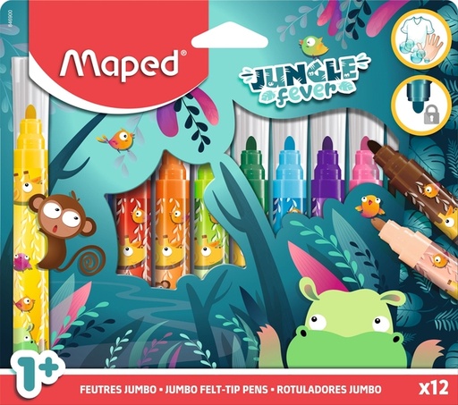 [1430644] Viltstift Maped Jungle Fever Jumbo set à 12 kleuren