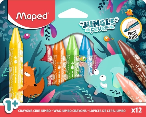 [1430647] Crayon à la cire Maped Jungle Fever Jumbo set 12 couleurs