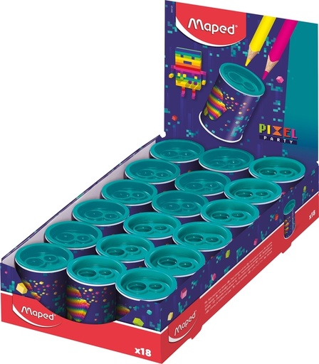 [1430656] Taille-crayon Maped Pixel Party 2 trous présentoir 18 pièces