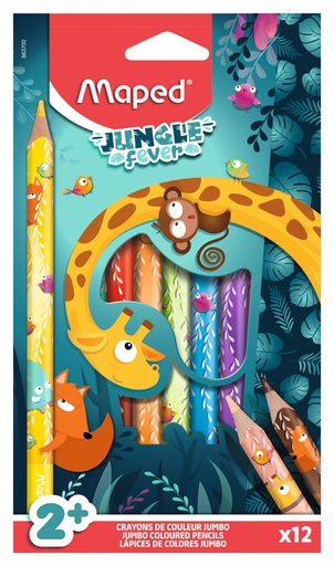 [1430659] Crayon de couleur Maped Jungle Fever Jumbo set 12 couleurs
