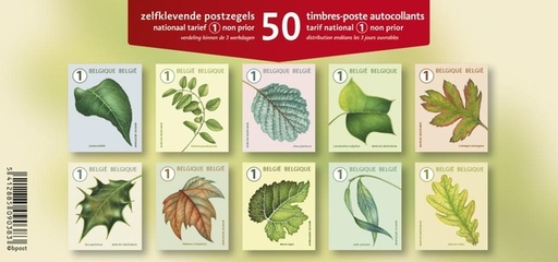 [1431229] Timbre poste Belgique valeur 1 autocollant non-priorité 5x 10 pièces