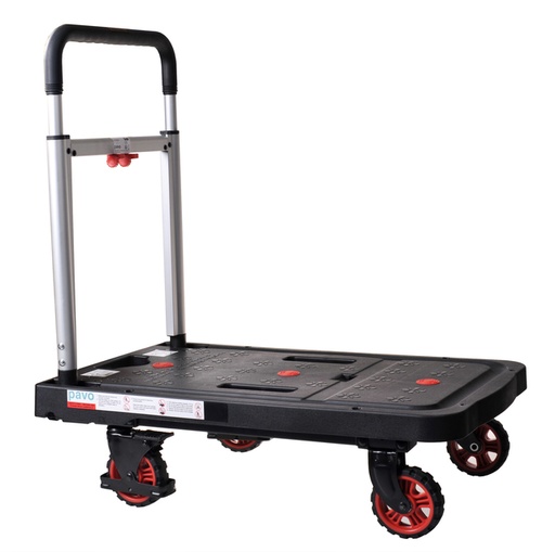 [1431157] Chariot de manutention Pavo Platform Trolley pliable 137kg noir