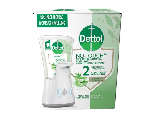 [1430884] Distributeur savon mains Dettol Hydrating No Touch Kit avec savon 250ml