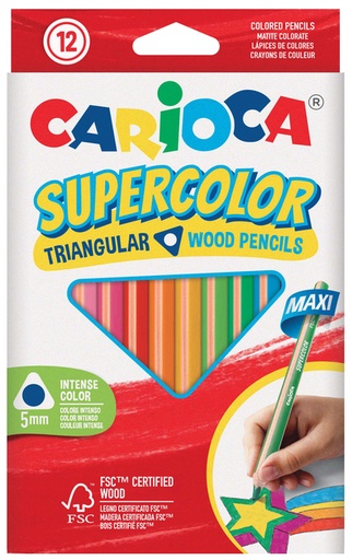 [1430235] Kleurpotlood Carioca Supercolor Triangular set à 12 kleuren