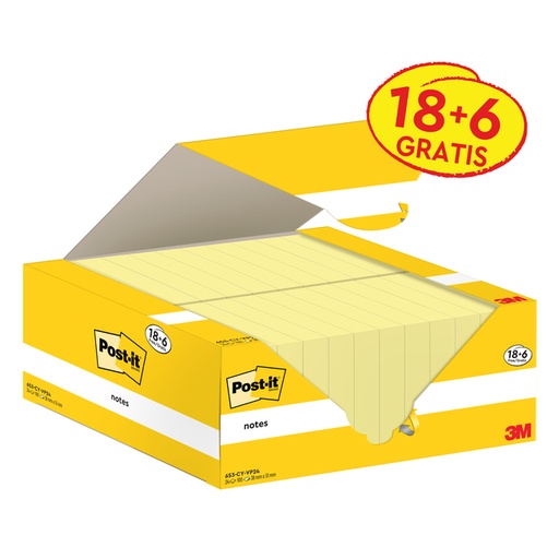 [1431172] Memoblok 3M Post-it 653-CY 38x51mm geel voordeelpak