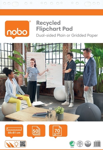 [1430162] Flipoverpapier Nobo gerecycled 58x81cm dubbelzijdig plano 50vel