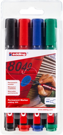 [1432907] Viltstift edding 330 schuin 1.5-5mm assorti blister à 4 stuks