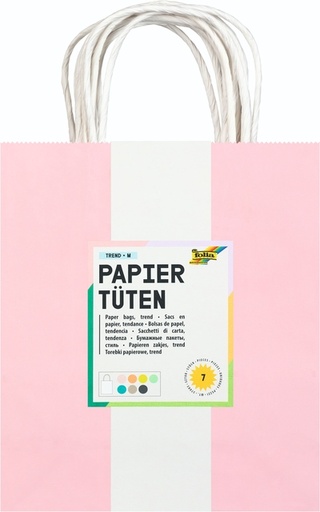 [1433046] Sac avec anses Folia papier kraft 110g 18x21x8cm set 7 couleurs