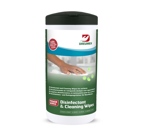 [1433074] Desinfectiedoekjes Dreumex Disinfectant & Cleaning bus 80 stuks wit