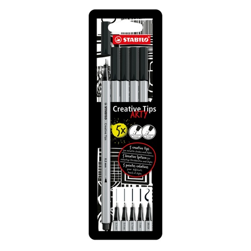 [1434135] Creative Tips STABILO Arty assorti tips zwart blister à 5 stuks