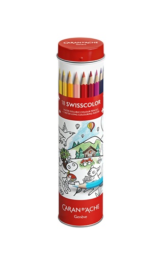[1433980] Kleurpotlood Caran d'ache Swisscolor met poster koker à 18 kleuren