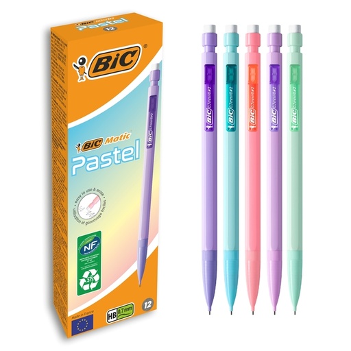 [1434243] Portemine BIC Matic pastel HB 0,7mm pastel assorti
