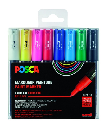 [1433820] Marqueur peinture Posca PC1MC Extra Fin assorti set 8 pièces