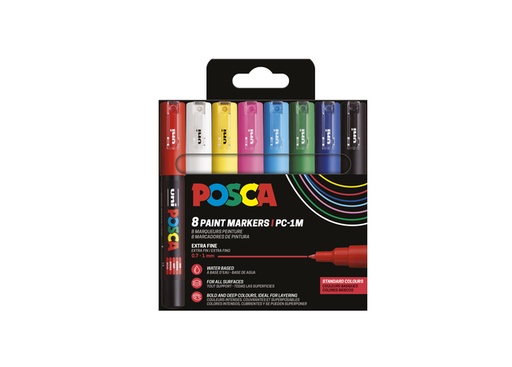 [1433820] Marqueur peinture Posca PC1MC Extra Fin assorti set 8 pièces