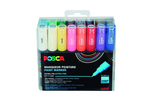 [1433864] Marqueur peinture Posca PC1MC Extra Fin assorti set 16 pièces