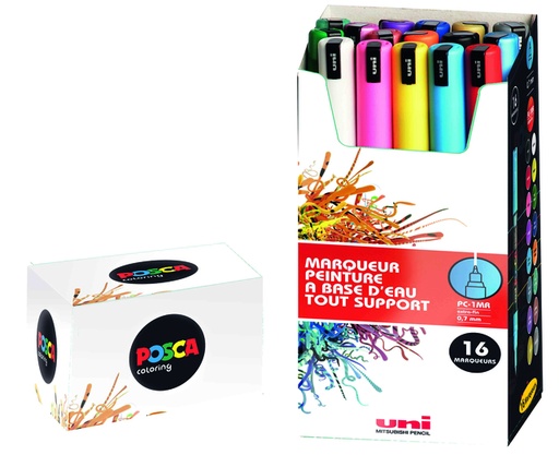[1433823] Marqueur peinture Posca PC1MR Extra Fin assorti set 16 pièces