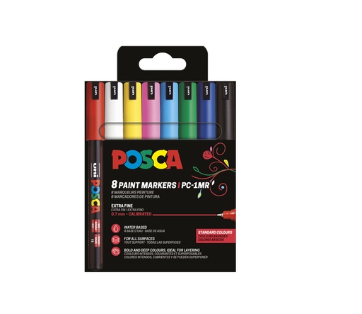 [1433835] Marqueur peinture Posca PC1MR Extra Fin assorti set 8 pièces
