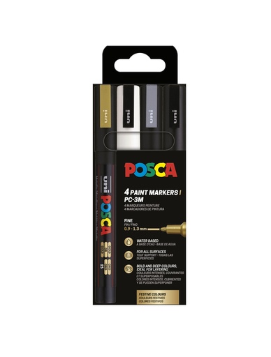 [1433793] Paintmarker Uni POSCA PC3M fijn assorti set à 4 stuks