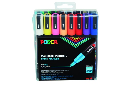 [1433902] Marqueur peinture Posca PC3M Fin standart assorti set 16 pièces