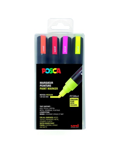 [1433810] Marqueur peinture Posca PC5M Medium assorti fluo set 4 pièces